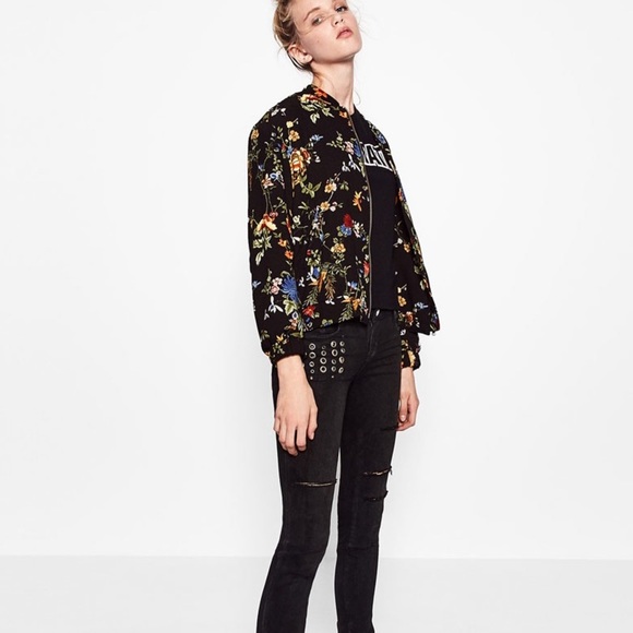 Zara floral print bomber jacket - Picture 4 of 4